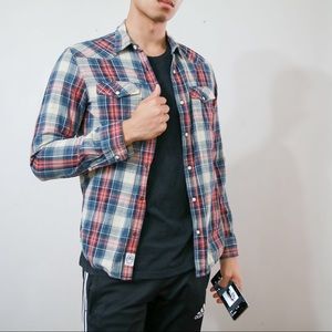Plaid button up men’s